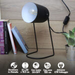 Lampada Casaviva da Tavolo Design Moderna in Metallo  Opaco 27x33x15,5 cm con Cavo Lungo 155 cm e Attacco E14 per Studio e Casa